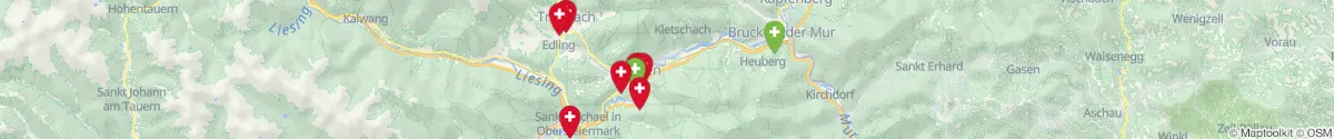 Kartenansicht für Apotheken-Notdienste in der Nähe von Sankt Stefan ob Leoben (Leoben, Steiermark)